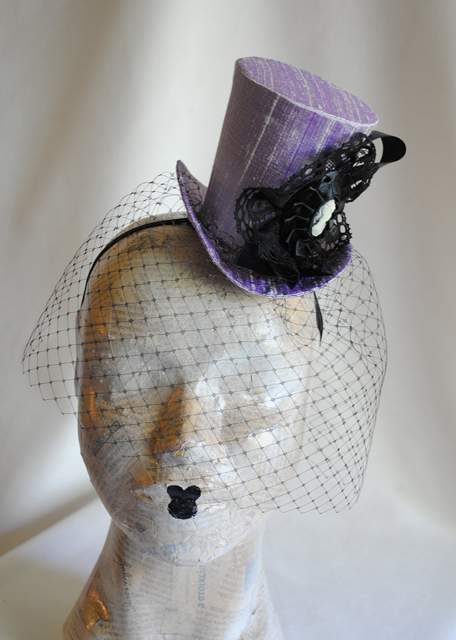 Victorian Mini Top Hat with VeilGothic Fascinator Hat with Etsy