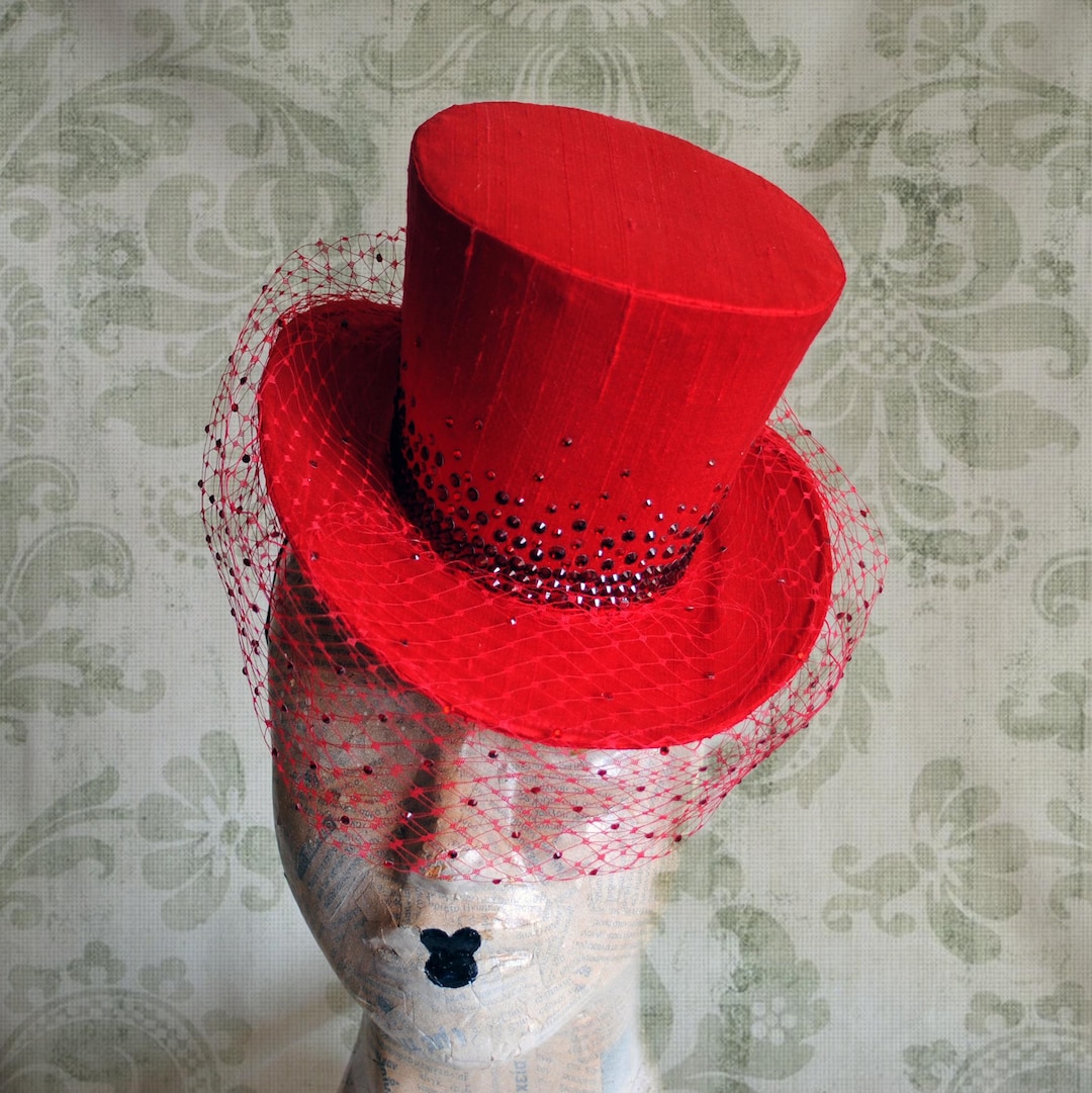 Burlesque Mini Top Hat W/ Crystals & Veil,luxury Evening Hat,sparkling ...