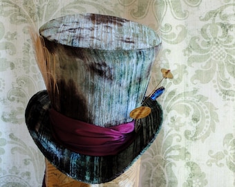 Mad Hatter Top Hat,Steampunk Halloween Costume Alice in Wonderland Top Hat,WOMEN's Tea Party Hat-Custom-Made to Order