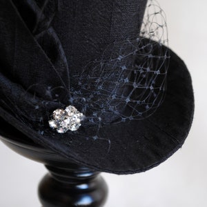 Black Mini Top Hatgothic Mini Top Hat With Veilvictorian - Etsy