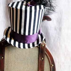 Vintage Circus Top Hat,Black & White Striped Top Hat for WOMEN,Steampunk Ladies Top Hat,Victorian Gothic Mini Top Hats-Made to Order image 6