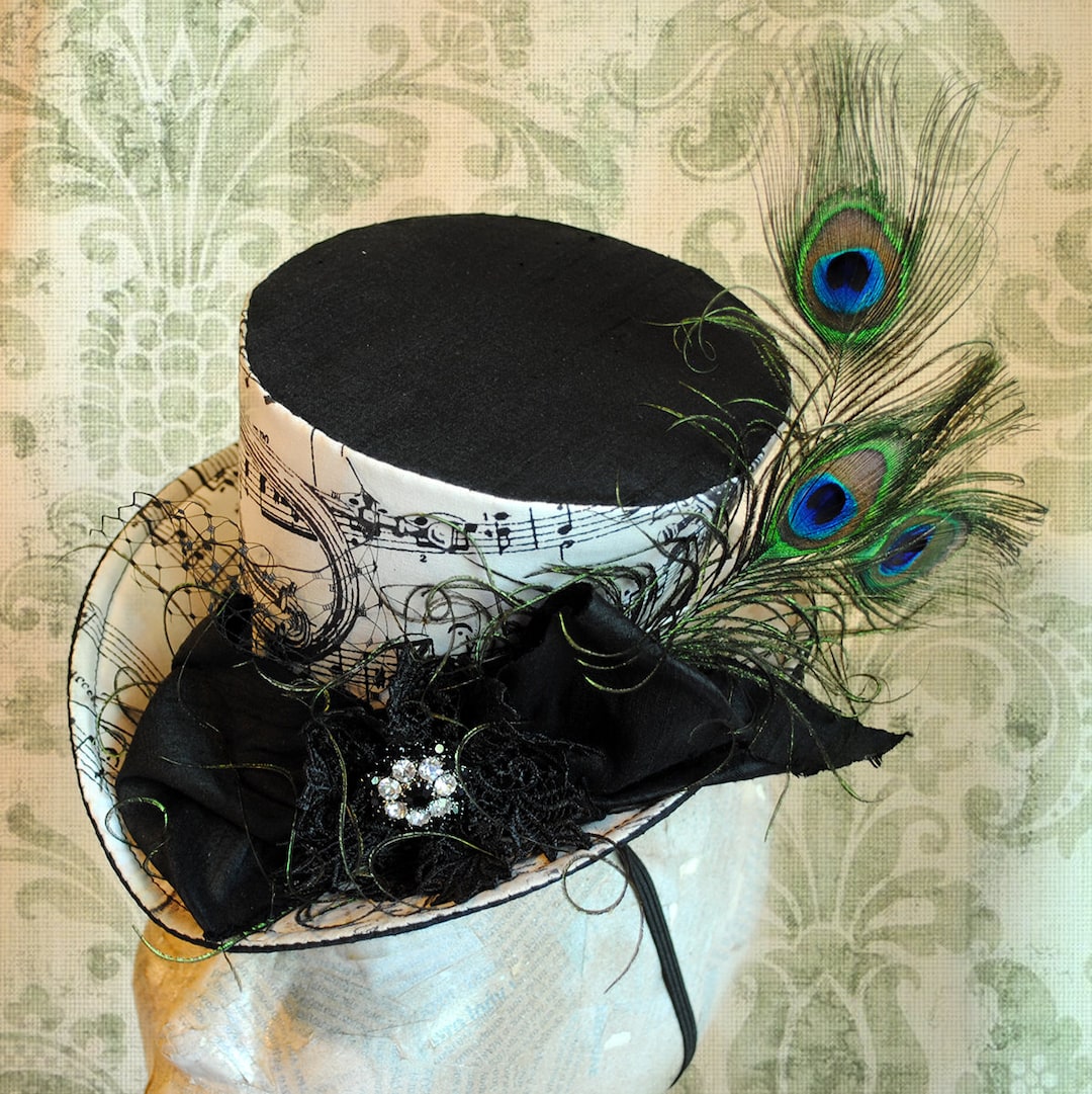 Cocktail Hat With Peacock Feathers,ascot Mini Hat,kentucky Derby Mini
