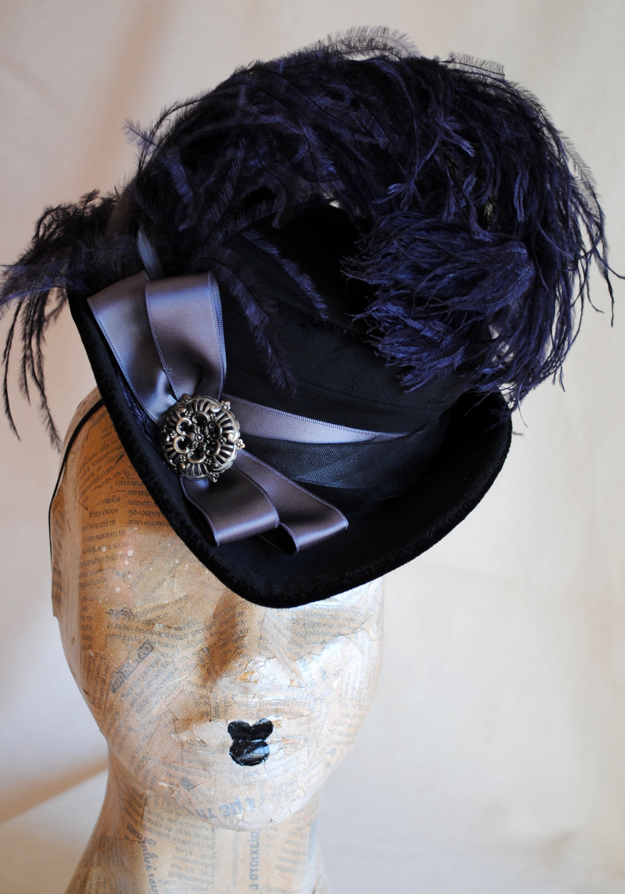 Black Edwardian Mini Hat,victorian Ladies Hat,downton Abbey Black Edwardian Mini Hat,victorian Ladies Hat,downton Abbey