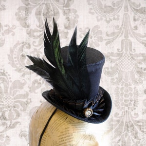 Black Victorian Mini Top Hat,Gothic Tea-party Mini Top Hat,Steampunk Mini Top Hat-Custom-Made to Order