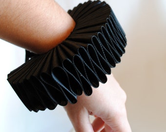 Black Elizabethan Cuffs, Gothic Wrist Wraps - Made to Order