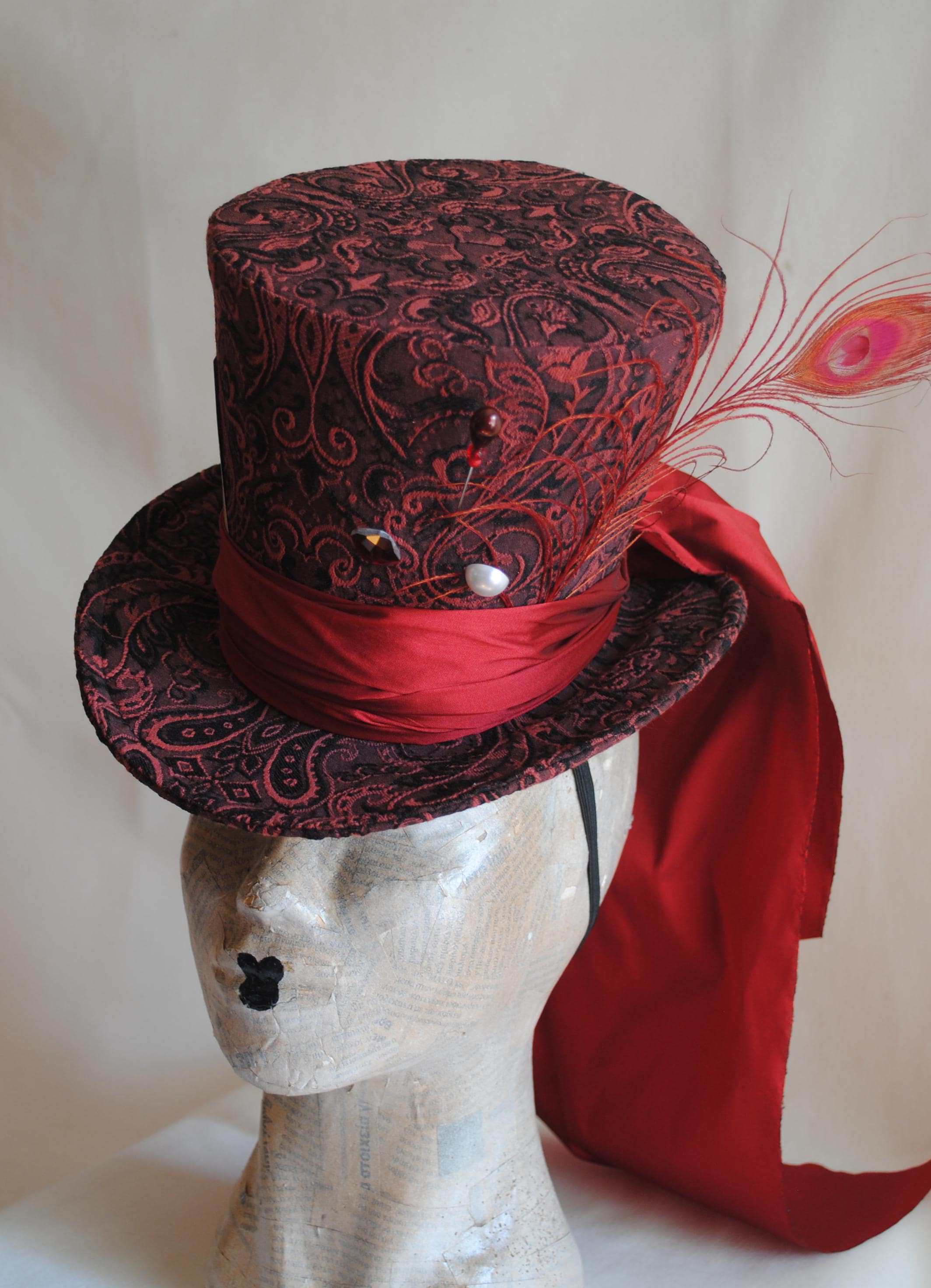 Cappello Del Cappellaio Matto Con Parrucca E Fiocco Rosso – Alice Nel Paese Delle Meraviglie – Cosplay Adulto - Foto 3