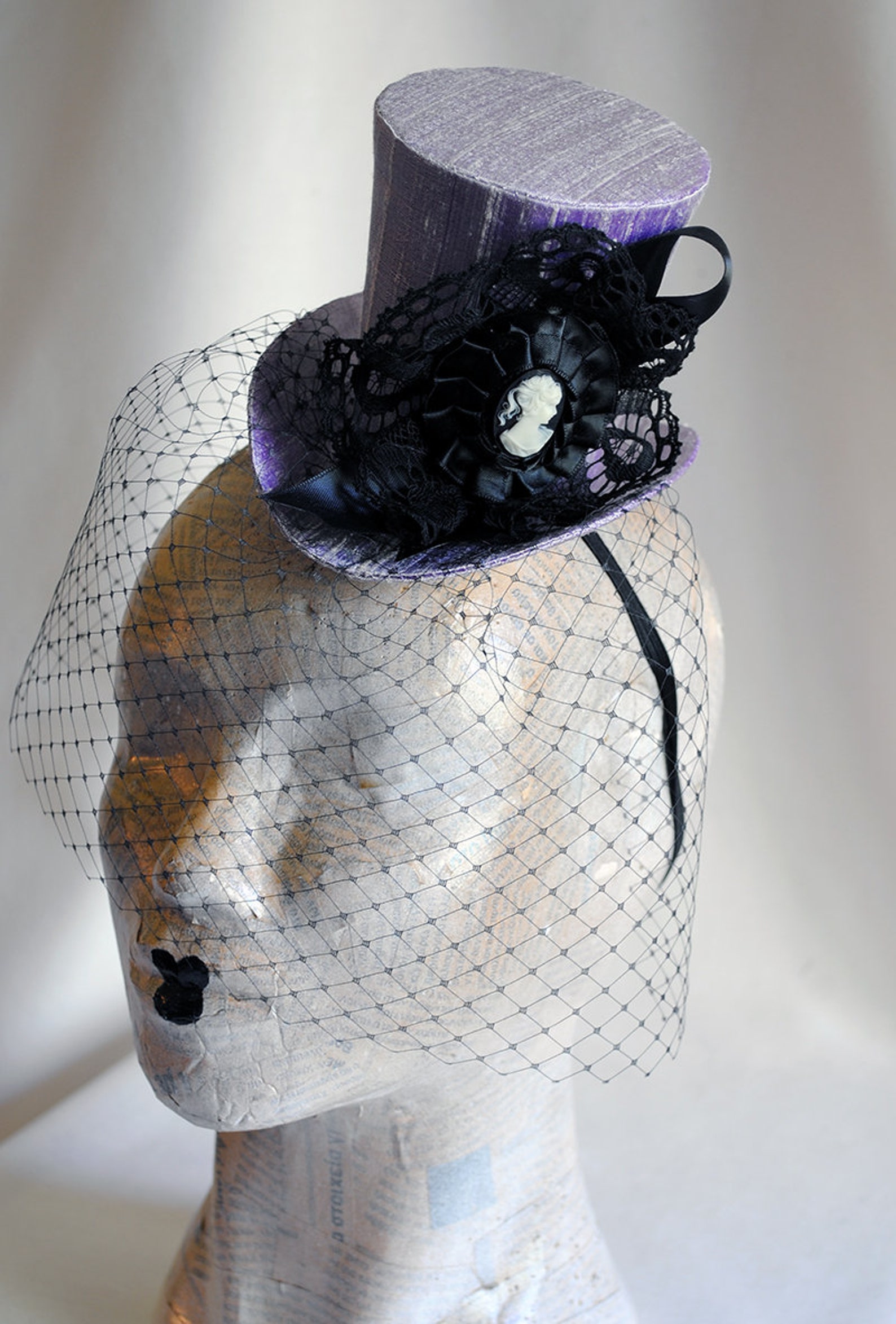 Victorian Mini Top Hat with VeilGothic Fascinator Hat with Etsy