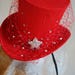 Christmas Red Mini Top Hat With Rhinestone Star and Veil,cocktail Hat ...
