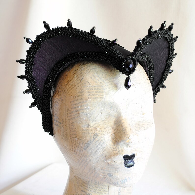Purple Gothic Headdress,Halloween Vampire Queen Headpiece,Gothic Fascinator,Renaissance Costume Attifet,Festival Headpiece-Made to Order image 2