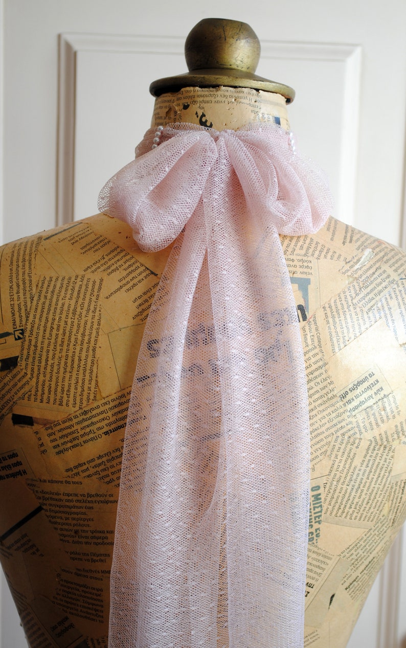 Tour de cou Marie Antoinette, tour de cou en Tulle rose avec perles de perles, Costume Rococo, Lolita gothique, mariage victorien, baroque-fait sur commande image 4