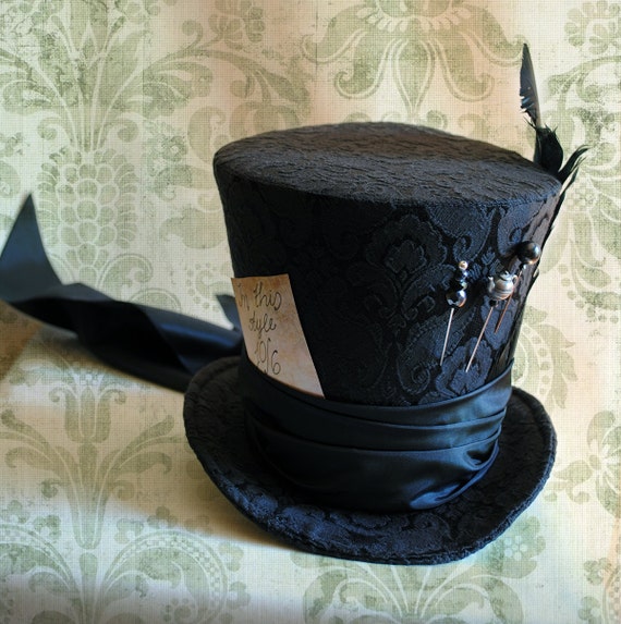 Cappello a cilindro cappellaio matto gotico, cappello a cilindro da donna  appollaiato nero con strascico, cappello cosplay di Alice nel paese delle  meraviglie per le donne, costume di Halloween su ordinazione 