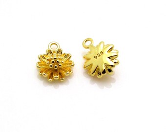 NEW - 2 Pcs, 24k Gold plated over Sterling Silver Charms