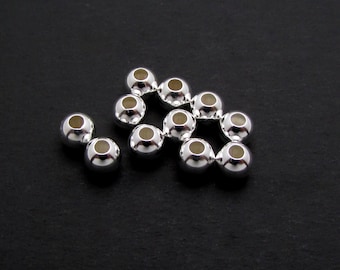 10 Pcs, 6mm Sterling Silver Seamless Round Bead