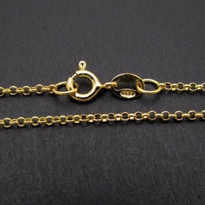 24k Gold over Sterling Silver Rollo Chain, 18&quot;, 1 Pc