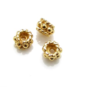 10 Pcs, 4mm,24k Gold plated over Sterling Silver Spacer Bead