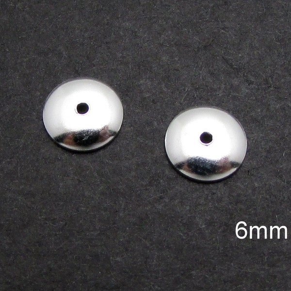 Sterling Silver 6mm Bead Caps, 10 Pcs