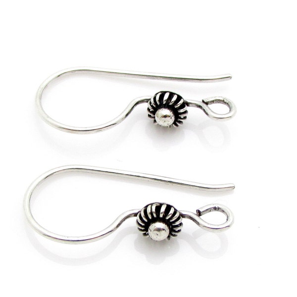 Sterling Silver Ear Wires, 4 Pcs