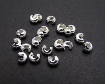 20 Pcs, 2.4mm, Sterling Silver Crimp Covers