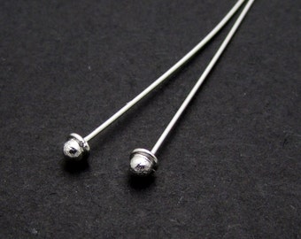 4 Pcs, 22 gauge, 70mm, Sterling Silver Head Pins