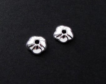 NEW - 4 Pcs, 7mm, Sterling Silver Bead Caps