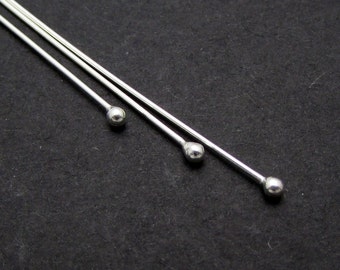 50 Pcs, 1.2mm, 26ga, 25mm, Sterling silver Ball Head Pins