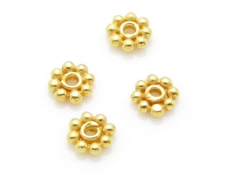 10 Pcs, 5mm, Spacers, 24k Gold plated over  sterling silver