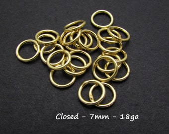 10 Pcs, 7mm, 18ga, 24k Gold Vermeil Closed Jump Ring