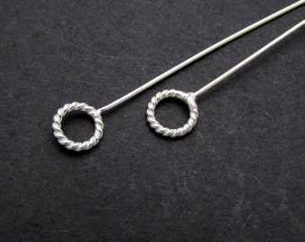 Sterling Silver Eye Pins, 23ga, 52mm, 6 Pcs