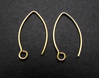 4 Pcs, Ear Wire, 24k Gold plated over sterling silver