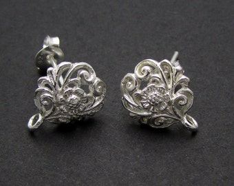 2 Pcs (1 Pair),  Sterling Silver Ear Post + Ear Nuts