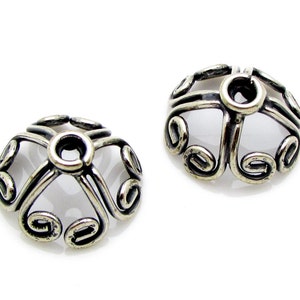 Sterling Silver Cap Beads, 2 Pcs