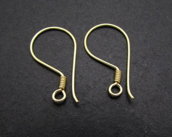 4 Pcs, Ear Wire, 24k Gold plated over sterling silver