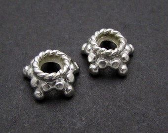 4 Pcs, 8mm, Sterling Silver  Bead Cap