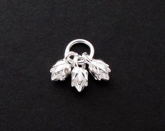1 Pc, Sterling Silver Flower Bud Charm