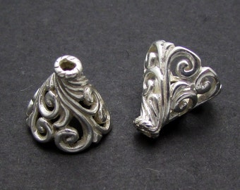 2 Pcs, Sterling Silver Bead Caps