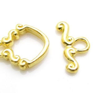 24k Gold over Sterling Silver, Toggle and Bar, 1 Pc
