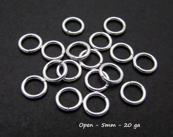 20 Pcs, 5mm, 20ga, Sterling Silver Open Jump Ring