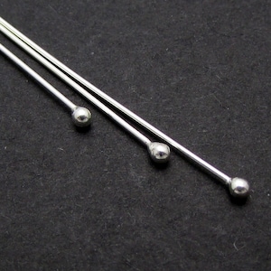 Sterling Silver Ball Head Pins, 1.5mm(Ball), 26ga, 25mm, 20 Pcs