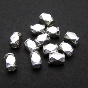 Sterling Silver 4x3mm Beads, 10Pcs