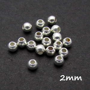 50 Pcs, 2mm Sterling Silver Round Seamless Beads