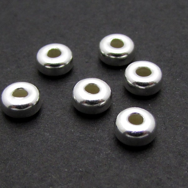 Sterling Silver 3.5mm Roundel Beads, 20 Pcs