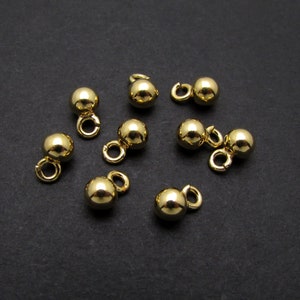 4 Pcs, 4mm Round Ball Drops, 24k Gold plated over Sterling Silver