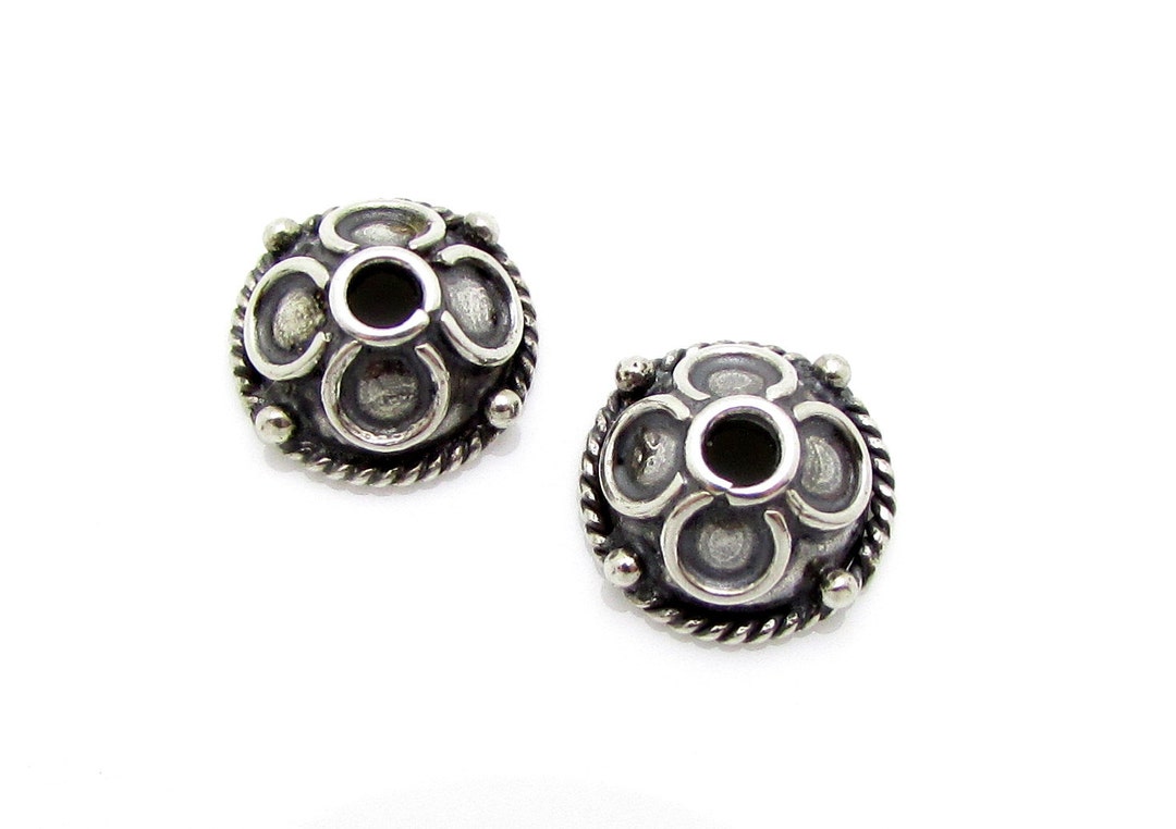 10 Pieces 925 Sterling Silver Bead Caps, Brushed Beads Cap 8mm Round