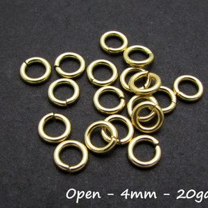 20 Pcs, 4mm, 20ga, Gold plated over Sterling Silver Open Jump Ring