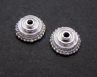 2 Pcs, 8.5mm, Sterling Silver Bead Caps