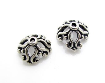 Sterling Silver Bead Caps, 2 Pcs