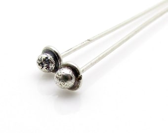 Sterling Silver Head Pins, 70mm, 22ga, 6 Pcs