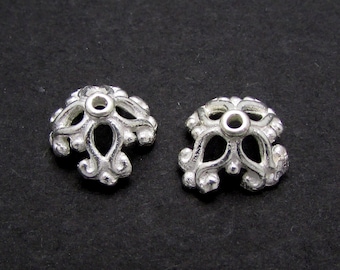 4 Pcs, Sterling Silver Bead Caps