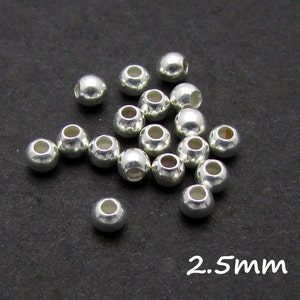 30 Pcs, 2.5mm, Sterling Silver Round Seamless Beads