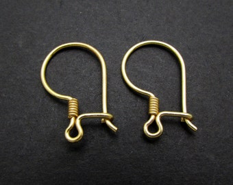 24k Gold plated over sterling silver Ear Wires, 4 Pcs